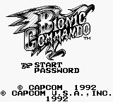 Bionic Commando title screen for GameBoy